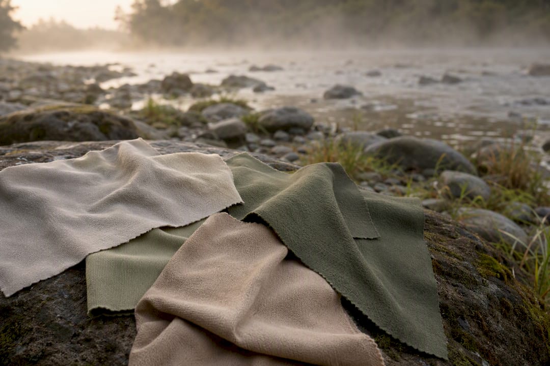 Close-up of eco-friendly t-shirt fabric samples