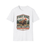 White Guard the Great Plains bison t-shirt with heritage badge art reading Preserve Habitat, Restore the Herd — thumbnail 3