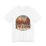 I Heart Zion National Park T-Shirt | Vintage Utah Adventure Tee | Bella+Canvas 3001 — thumbnail 2