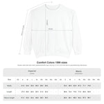 Comfort Colors 1566 size chart with width, length, and sleeve measurements in inches and centimeters, sizes S through 3XL — thumbnail 4