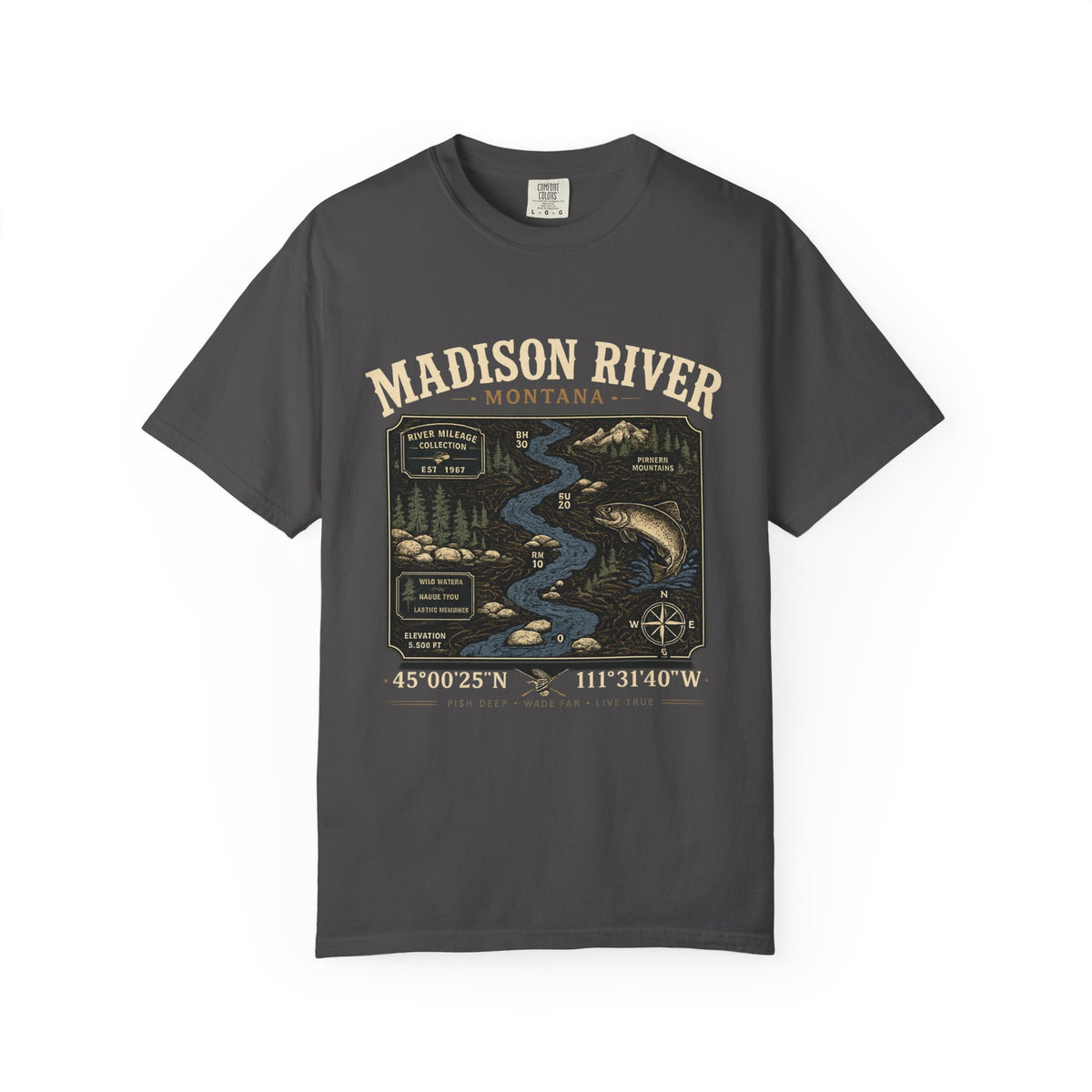 Madison River Montana T-Shirt | Vintage River Mileage Fly Fishing Tee
