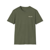 Adventure Awaits Vintage Camping T-Shirt | Retro Mountain Hiking Tee | Outdoor Adventure Graphic Shirt in Military Green