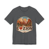 I Heart Zion National Park T-Shirt | Vintage Utah Adventure Tee | Bella+Canvas 3001 in Asphalt