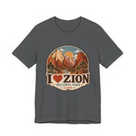 I Heart Zion National Park T-Shirt | Vintage Utah Adventure Tee | Bella+Canvas 3001 — thumbnail 1