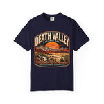Death Valley National Park graphic t-shirt in navy featuring a vintage desert landscape design by First Rise Outfitters — thumbnail 4
